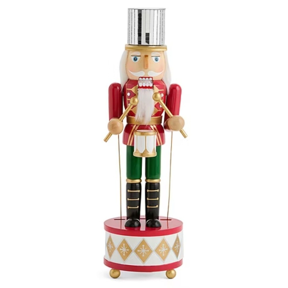 Wooden Christmas Nutcracker w/musical base,14"RED & GREEN SOLDIER W/DRUMS 172,NP